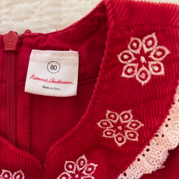 Hanna Andersson Corduroy Red Dress Snow Flake 100 - Picture 4 of 12